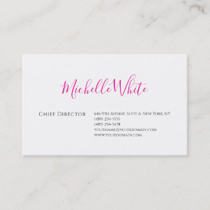 Tarjeta De Visita Elegante Rosa Blanco Profesional Moderno Sencillo