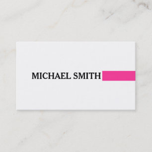 Tarjeta De Visita Elegante rosa caliente moderno blanco liso