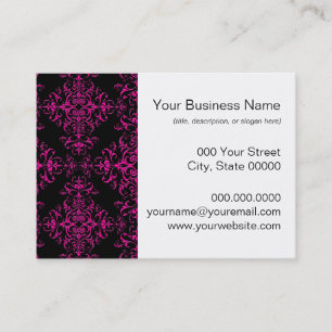 Tarjeta De Visita Elegante rosa caliente y negro estilo victoriano d