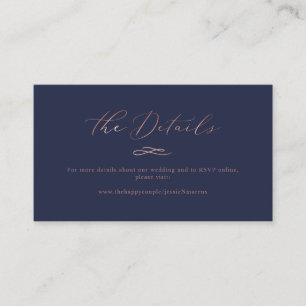 Tarjeta De Visita Elegante Rosa de caligrafía de lujo detalles Boda