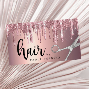 Tarjeta De Visita Elegante rosa de cobre purpurina de oro gotea pelu