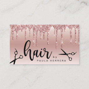 Tarjeta De Visita Elegante rosa de cobre purpurina dorado gotea pein