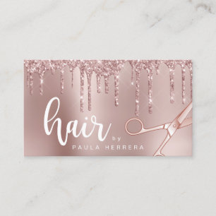 Tarjeta De Visita Elegante rosa de cobre purpurina dorado gotea pein