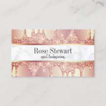 Elegante rosa de cobre purpurina dorado gotea uñas