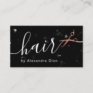 Tarjeta De Visita Elegante rosa de cobre tijeras de oro peinado