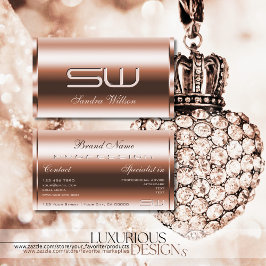 Tarjeta De Visita Elegante Rosa de efecto oro Faux 3D Óptica Monogra