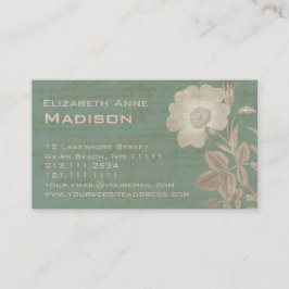 Tarjeta De Visita Elegante Rosa de época Vintage Verdigris Patina