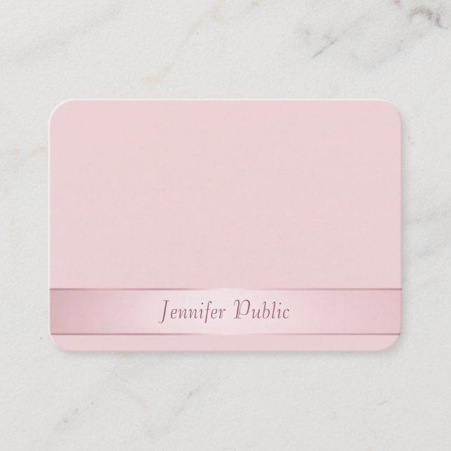 Tarjeta De Visita Elegante Rosa de escritura de mano dorada plantill (Anverso)