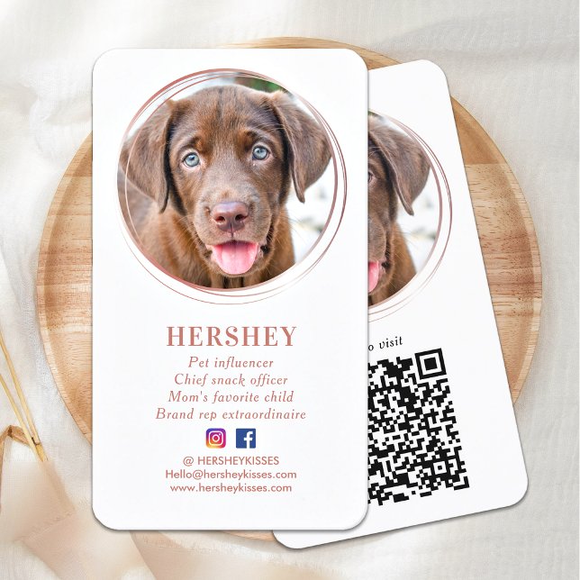 Tarjeta De Visita Elegante Rosa de fotografía Mascota de perro de or (Subido por el creador)