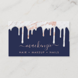 Tarjeta De Visita Elegante Rosa de goteo Marble de oro