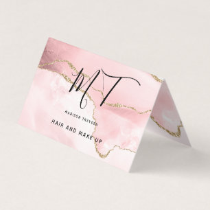 Tarjeta De Visita Elegante Rosa de maquillaje Purpurina de oro y sal