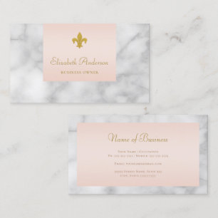 Tarjeta De Visita Elegante Rosa De Mármol Gris Con Flor De Oro De Li