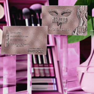 Tarjeta De Visita Elegante Rosa de moda de oro azota a artista de ma