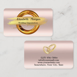 Tarjeta De Visita Elegante rosa de oro, anillo de oro moderno