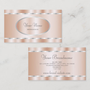 Tarjeta De Visita Elegante Rosa de oro con cuadro plateado profesion