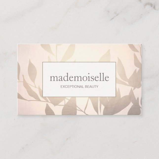 Tarjeta De Visita Elegante Rosa de oro deja belleza estética (Anverso)