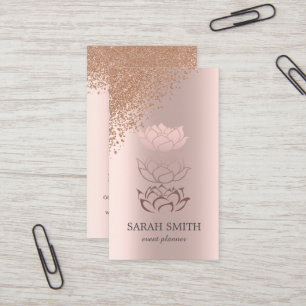 Tarjeta De Visita Elegante Rosa de oro Diamantes Lotus Business