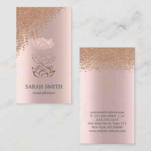 Tarjeta De Visita Elegante Rosa de oro Diamantes Lotus Business