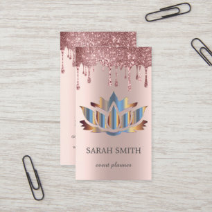 Tarjeta De Visita Elegante Rosa de oro goteo Lotus