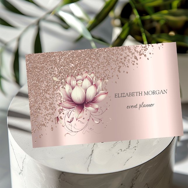 Tarjeta De Visita Elegante Rosa  de oro Moda Lotus (Subido por el creador)