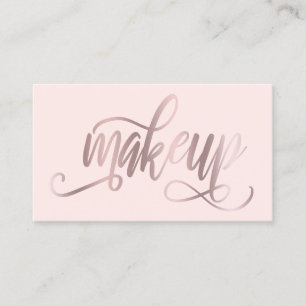 Tarjeta De Visita Elegante rosa de oro y artista de maquillaje rosa