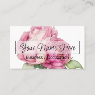 Tarjeta De Visita Elegante rosa de peonía floral color rosa
