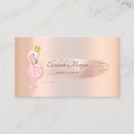 Tarjeta De Visita Elegante Rosa de pincel de oro, flamencos