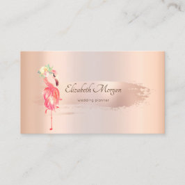 Tarjeta De Visita Elegante Rosa de pincel de oro, Flamingos Business