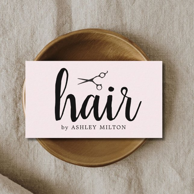 Tarjeta De Visita Elegante Rosa de tijeras negras Hair Stylist (Subido por el creador)