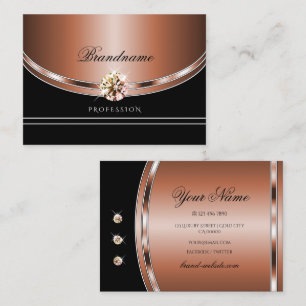 Tarjeta De Visita Elegante Rosa Diamantes de imitación de Faux Blac
