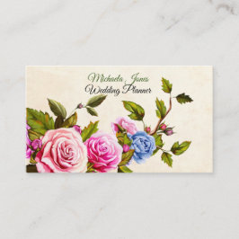 Tarjeta De Visita Elegante Rosa Diseñador Planner Florist