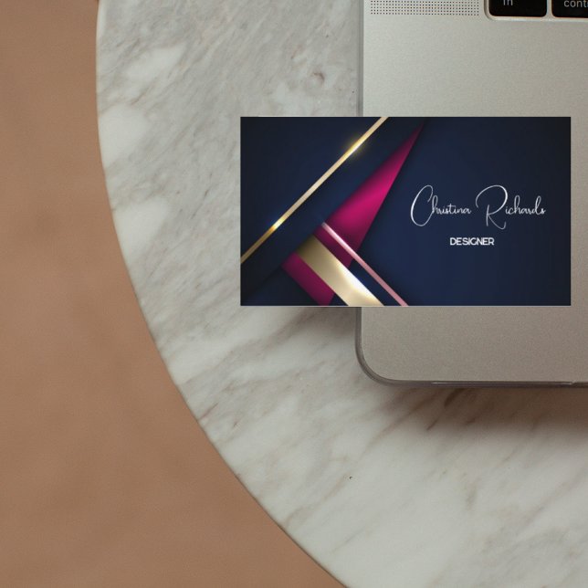 Tarjeta De Visita Elegante rosa dorado azul (Subido por el creador)