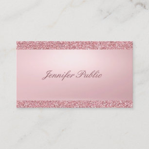 Tarjeta De Visita Elegante Rosa Dorado Brillante Moderno Manuscrito