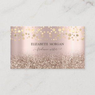 Tarjeta De Visita Elegante rosa dorado brillo ombre confeti