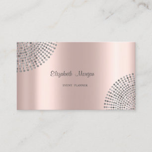 Tarjeta De Visita Elegante Rosa Dorado con Estilo, Sencillo, Puntos