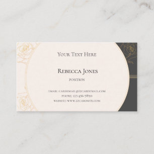Tarjeta De Visita Elegante Rosa dorado crema monograma gris oscuro