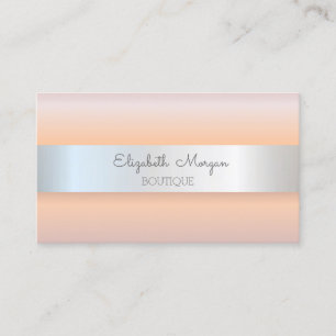Tarjeta De Visita Elegante rosa dorado moderno, franja plateada
