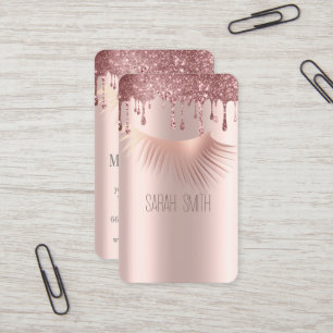 Tarjeta De Visita Elegante Rosa dorado Purpurina gotea pestañas