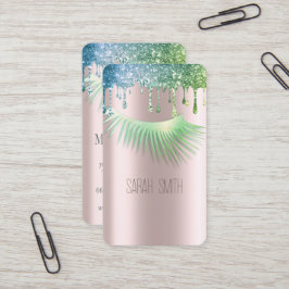 Tarjeta De Visita Elegante Rosa dorado Purpurina gotea pestañas