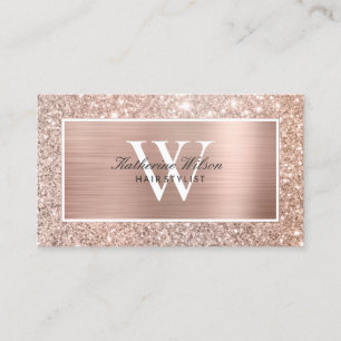 Tarjeta De Visita Elegante Rosa Faux  Purpurina de oro Metalizado