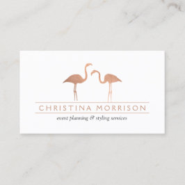 Tarjeta De Visita Elegante Rosa Flamingos de oro Planner de eventos