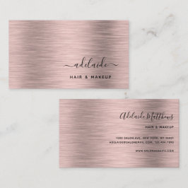 Tarjeta De Visita Elegante Rosa Gold Brushed Metallic Monograma Nomb
