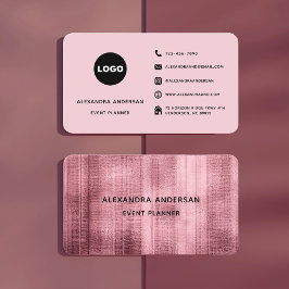 Tarjeta De Visita Elegante Rosa Gold Brushed Profesional Metalizado
