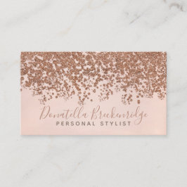 Tarjeta De Visita Elegante Rosa Gold Confetti Profesional