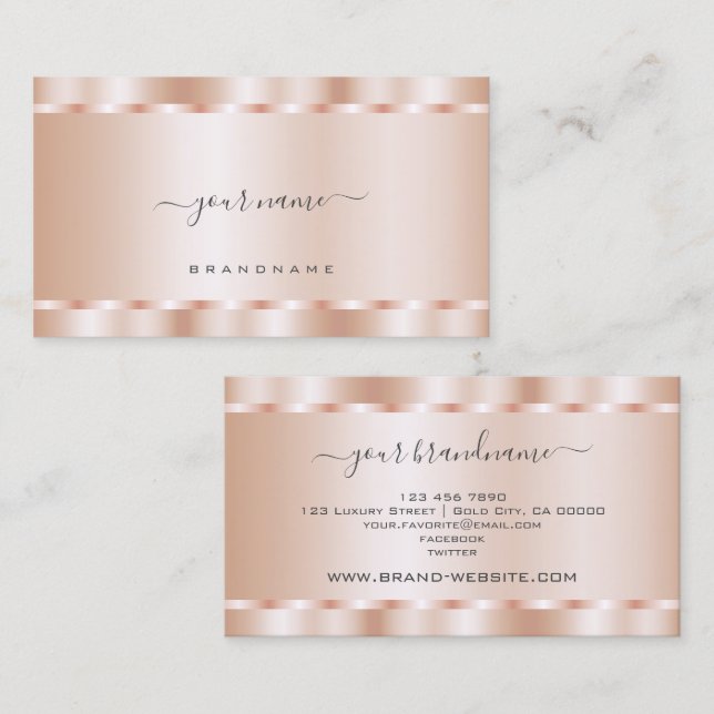 Tarjeta De Visita Elegante Rosa Gold Efecto Glamour Profesional (Anverso / Reverso)