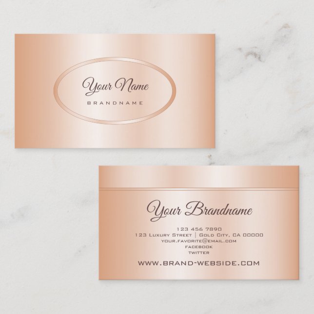 Tarjeta De Visita Elegante Rosa Gold Effect Template Profesional (Anverso / Reverso)