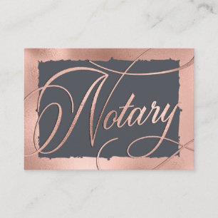 Tarjeta De Visita Elegante Rosa Gold & Grey Notary agente de présta