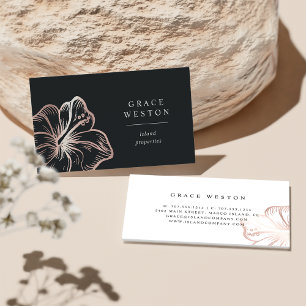 Tarjeta De Visita Elegante Rosa Gold Hibiscus Flower