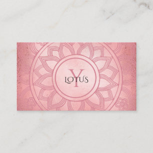 Tarjeta De Visita Elegante Rosa Gold Lotus Mandala Yoga