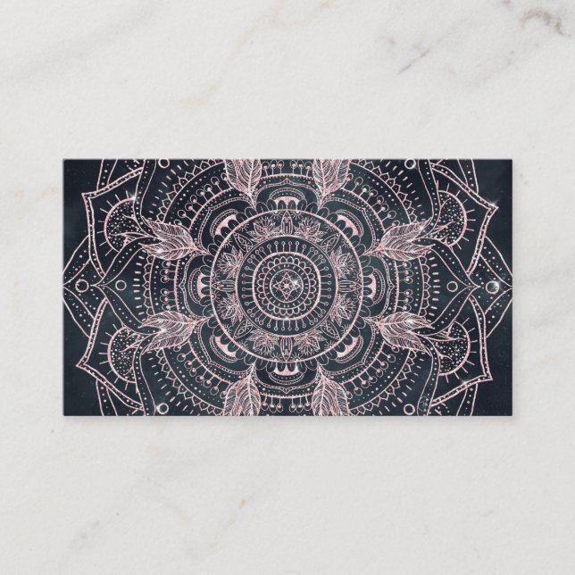 Tarjeta De Visita Elegante Rosa Gold Mandala Gray Nebula Diseño (Anverso)